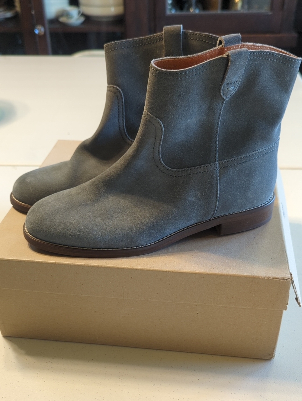 Maxwell Suede Ankle Booties in Gray